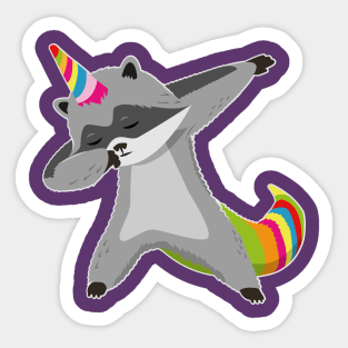 Raccoonicorn Unicorn Raccoon Dabbing Sticker